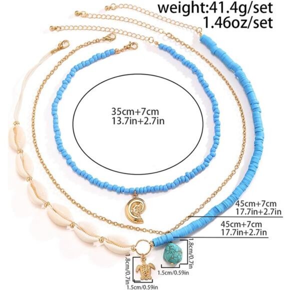 Shell Necklace for Women Trendy Layered Starfish Necklace White Seashell - Picture 5 of 5